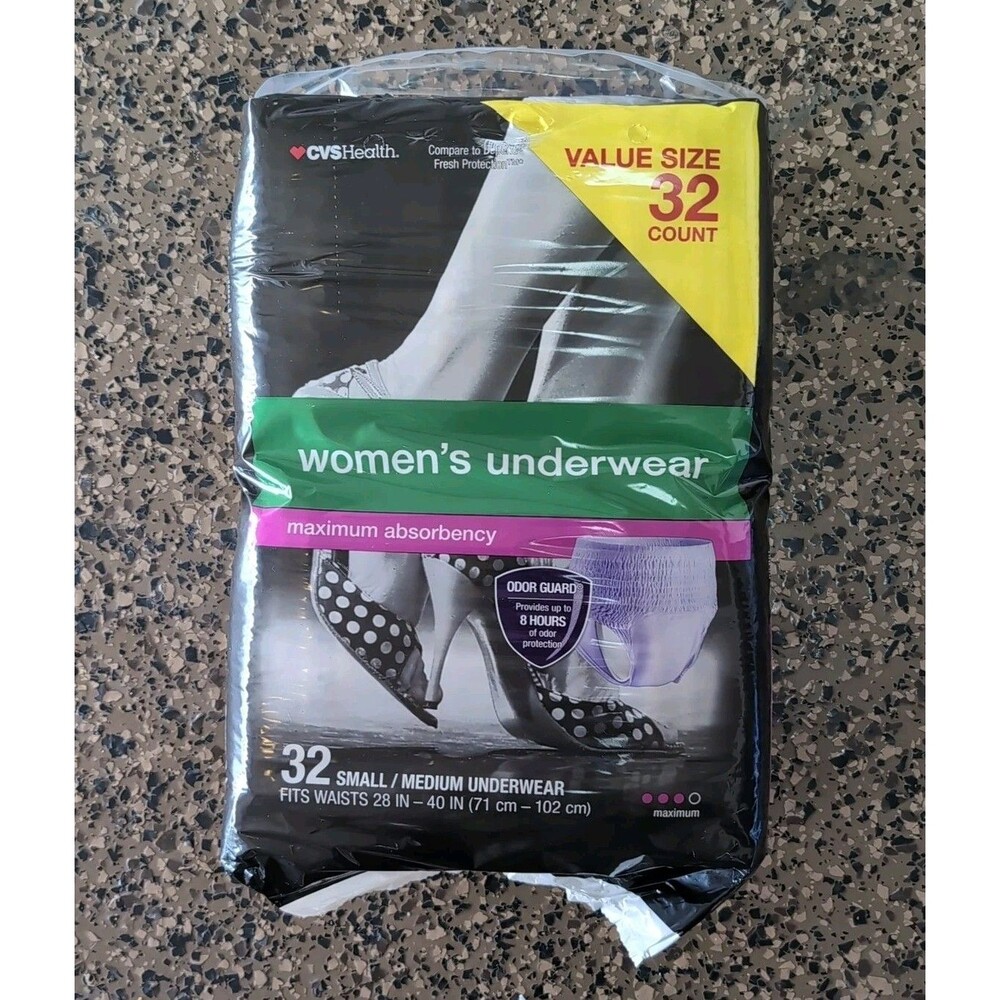 CVS Women’s Underwear Maximum Absorbency SMALL/MEDIUM 28”-40”  (32 Count)